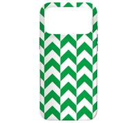 Custodia per iPhone 17 Pro Max Green White Herringbone Zigzag Nigeria Colors Pattern