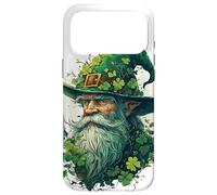 Custodia per iPhone 17 Pro Max Guardiano della foresta incantato, trifogli, vecchio mago in cappello verde