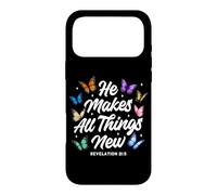 Custodia per iPhone 17 Pro Max He Makes All Things New Revelation Bibbia Verse Butterflies