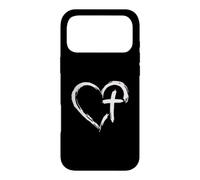 Custodia per iPhone 17 Pro Max Heart Cross Christian Faith Jesus Love Religious