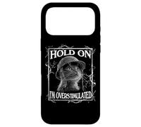 Custodia per iPhone 17 Pro Max Hold on I'm Overstimulated Funny Cat Dramatic Lightning Band