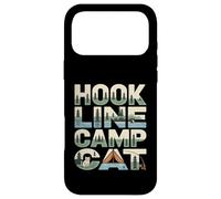 Custodia per iPhone 17 Pro Max Hook Line Camp Cat Funny Camping Pesca
