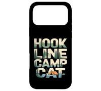 Custodia per iPhone 17 Pro Max Hook Line Camp Cat Funny Camping Pesca