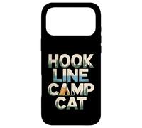 Custodia per iPhone 17 Pro Max Hook Line Camp Cat Funny Camping Pesca