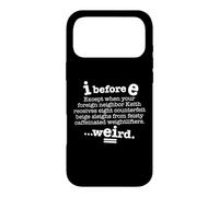 Custodia per iPhone 17 Pro Max I Before E Except After C Funny Grammar Frase Dark