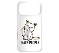Custodia per iPhone 17 Pro Max I Hate People Sign,Funny Cat Giving the Finger Flipping Off