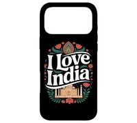 Custodia per iPhone 17 Pro Max I Love India Taj Mahal Arte Floreale India
