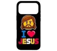 Custodia per iPhone 17 Pro Max I Love Jesus Master Builder Building Mattoni Blocchi Christian