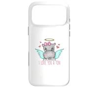 Custodia per iPhone 17 Pro Max I Love You A Ton- Hippo Pun- San Valentino - Ippopotami