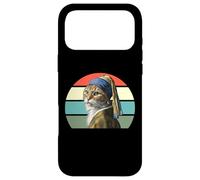 Custodia per iPhone 17 Pro Max Il gatto con un orecchino di perle, divertente parodia Vermeer Cat Art