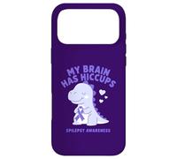 Custodia per iPhone 17 Pro Max Il mio cervello ha singhiozzo Consapevolezza dell'epilessia Dino Purple Ribbon