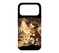Custodia per iPhone 17 Pro Max Incontro Divertente tra Cani Cowboy e Alieni UFO