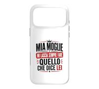 Custodia per iPhone 17 Pro Max Ironica per marito agli ordini della moglie. Stampa nera