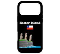 Custodia per iPhone 17 Pro Max Isola di Pasqua souvenir mare scogliera con moai statua bandiera del Cile