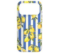 Custodia per iPhone 17 Pro Max Italian Coast Lemons On Blue Stripes Summer Fruit Pattern