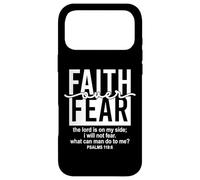 Custodia per iPhone 17 Pro Max Jesus Faith Over Fear Black White Psalm 118:6 Christian God