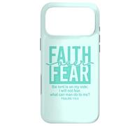 Custodia per iPhone 17 Pro Max Jesus Faith Over Fear Teal Psalms 118:6 Christian Scripture