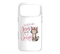 Custodia per iPhone 17 Pro Max Jesus Thinks I'm A Delight Funny Christian Faith Cat Lover