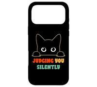 Custodia per iPhone 17 Pro Max Judging You Silently Funny Saying Black Cat Lover Sarcastico