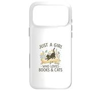 Custodia per iPhone 17 Pro Max Just a Girl Who Loves Books and Cats Pastel Reading Cat