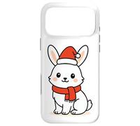 Custodia per iPhone 17 Pro Max Kawaii Arctic Lepre in sciarpa rossa e cappello di Babbo Natale inverno