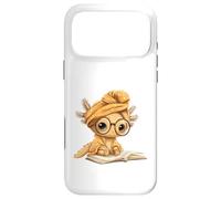 Custodia per iPhone 17 Pro Max Kawaii Axolotl Student Reading Book Lover Design