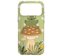 Custodia per iPhone 17 Pro Max Kawaii Frog Sitting On Mushroom Cute Aesthetic Pattern