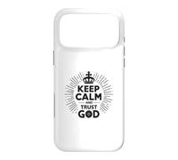 Custodia per iPhone 17 Pro Max Keep Calm and Trust God Messaggio cristiano ispiratore