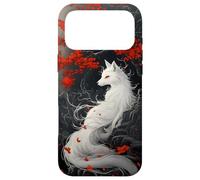 Custodia per iPhone 17 Pro Max Kitsune Fox - Volpe giapponese a nove code fiori rossi