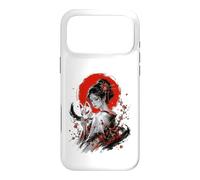 Custodia per iPhone 17 Pro Max Kitsune Maschera Sakura Kimono Donna Inchiostro Giapponese Ritratto Art