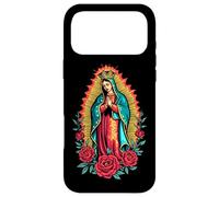 Custodia per iPhone 17 Pro Max La Virgen di Guadalupe con Rose e Aura Dorata