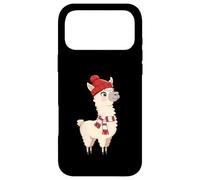 Custodia per iPhone 17 Pro Max Lama invernale cappello rosso e sciarpa - Design con nev
