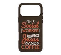 Custodia per iPhone 17 Pro Max Lavoro sociale Questo assistente sociale corre su Gesù e caffè