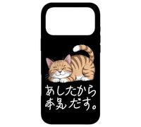 Custodia per iPhone 17 Pro Max Lazy Cat giapponese Hiragana & Kanji lo farò domani carino
