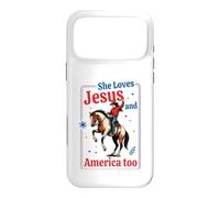 Custodia per iPhone 17 Pro Max Lei ama Gesù e America Vintage Western Horse Rider