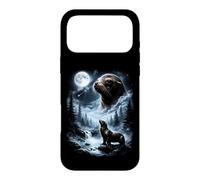 Custodia per iPhone 17 Pro Max Leone marino che ulula alla luna anni '90 retrò