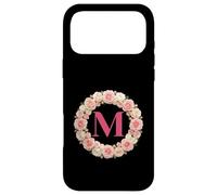 Custodia per iPhone 17 Pro Max Letter H Floral Monogram Initial Name Pink White Flower