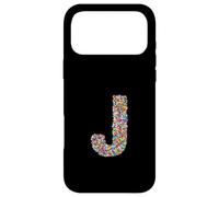 Custodia per iPhone 17 Pro Max Letter J Candy Rainbow Sprinkles Monogram Style