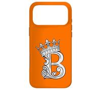 Custodia per iPhone 17 Pro Max Lettera B iniziale + corona arancione