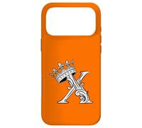 Custodia per iPhone 17 Pro Max Lettera X Iniziale + Corona Arancione