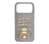 Custodia per iPhone 17 Pro Max Living My Best Slow Life, simpatica rana