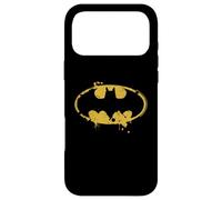 Custodia per iPhone 17 Pro Max Logo Batman Splash Emblema Graffiti Giallo su Nero