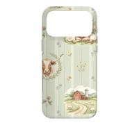 Custodia per iPhone 17 Pro Max Longhorn - Acquerello con prato e mucca, uccellino, fattoria, floreale