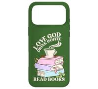 Custodia per iPhone 17 Pro Max Love God Drink Coffee Read Books Lovers Retro Christian