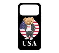Custodia per iPhone 17 Pro Max Love Yourself, Cool Illustration Teddy Bear With USA Flag