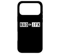 Custodia per iPhone 17 Pro Max MAD JFK rotta di volo da Madrid a New York Codici aerei