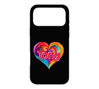 Custodia per iPhone 17 Pro Max Maglietta con scritta "I Heart Love Tony First Name", colorata