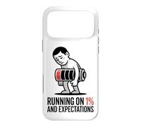 Custodia per iPhone 17 Pro Max Maglietta con scritta "Running On 1 Percent And Expectations"
