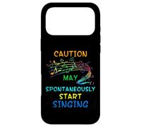 Custodia per iPhone 17 Pro Max Maglietta regalo per amanti della musica cantante - Caution May Start Singing
