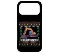 Custodia per iPhone 17 Pro Max Maglione natalizio I Dig Christmas Excavator Ugly